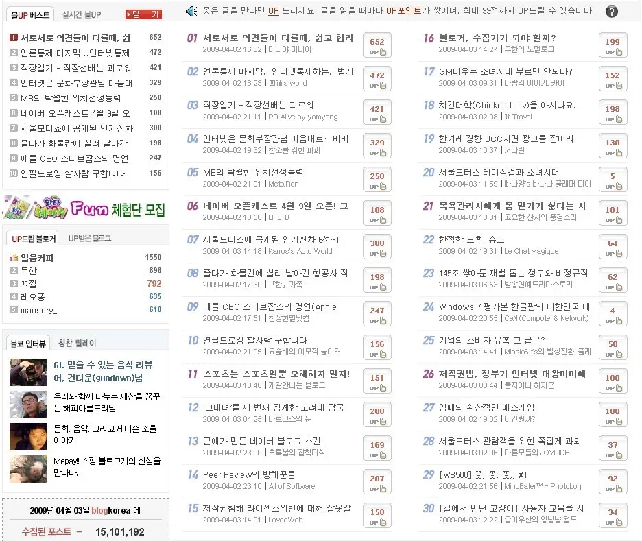 블로그 코리아 요즘 왜이러나.. 1 bolgk 블로그 코리아