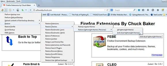파이어폭스 확장기능 환경설정백업 FEBE 1 FEBE 01 Firefox Environment Backup Extension