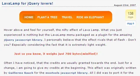 LavaLamp for jQuery lovers