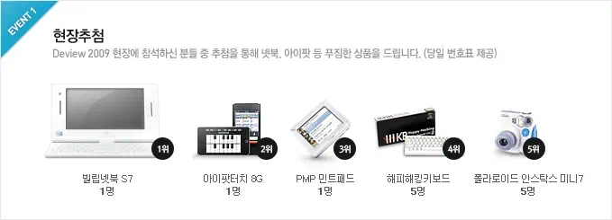 현장 추첨 경품