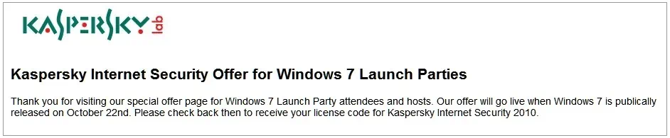 kaspersky 윈도우7 런칭 기념 - 1년 무료 라이센스 카스퍼스키 인터넷 시큐어리티 2010