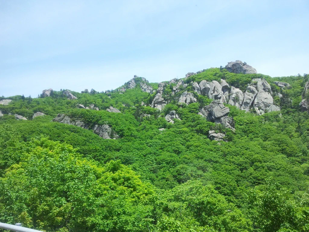 고속버스 안에서 촬영한 산