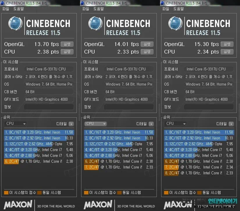 HP 노트북, 스펙터XT 13-2012TU 벤치마크 13 cfile3.uf@1303EB3B502446C416AC87 씨네벤치 벤치마크 결과