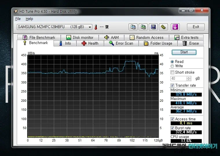 HP 노트북, 스펙터XT 13-2012TU 벤치마크 17 cfile5.uf@20483436502447C73FA47C HP 엔비 스펙터XT HD Tune Pro