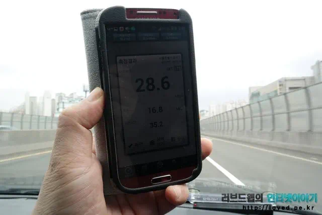 내부순환도로 LTE 속도측정 결과