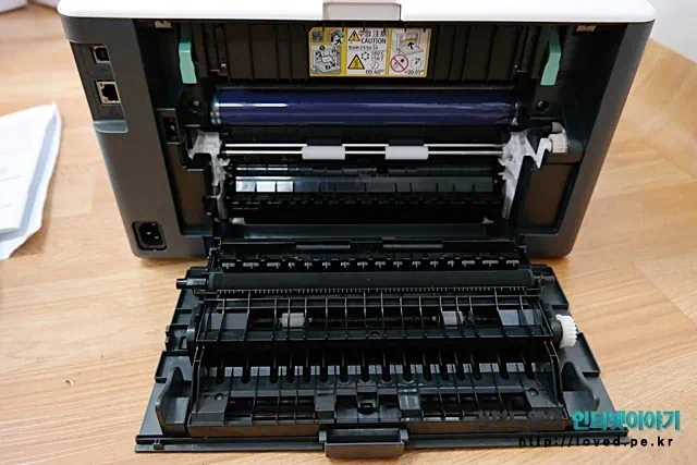 후지제록스 프린터 P255 dw 뒷면 오픈